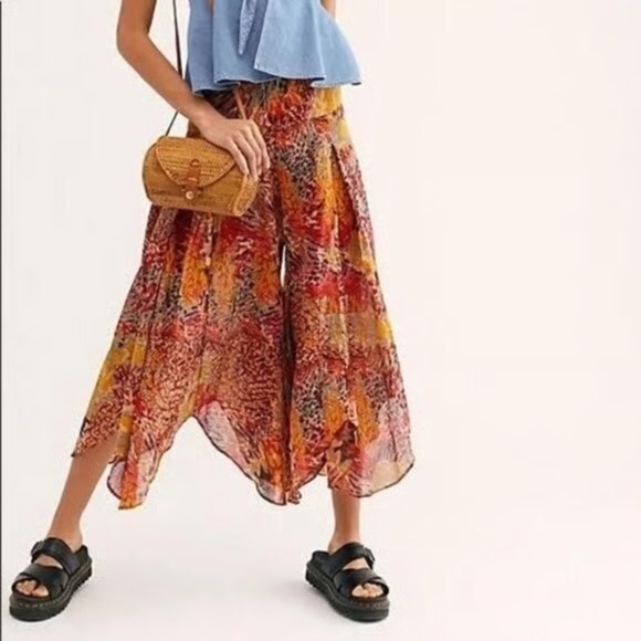 Pants - Free People Fallon Asymmetrical Women's Wide-Leg Pants Sz S